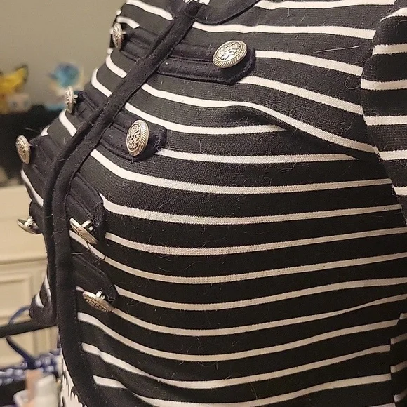 Iz Byer Black & White Military Jacket - Picture 3 of 6